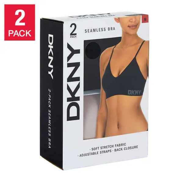 NWT DKNY Women's Seamless All Day Two Pack Bra Black/Sand Size Small $50 JJJ12 - Picture 1 of 7